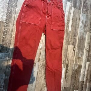 Hollister Red Pants with Button Detail